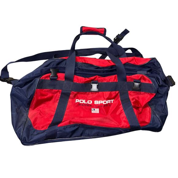 vintage Polo Sport Ralph Lauren duffel bag red blue 1990’s 20x10x10 - Picture 1 of 6